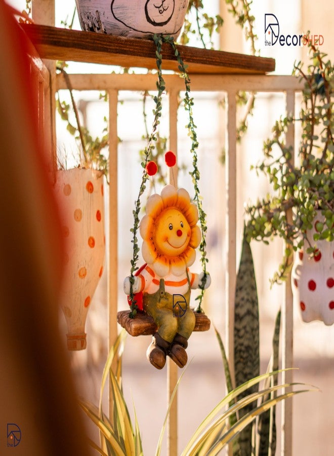 The Decorshed زينة ديكورشيد على شكل نحلة مصنوعة من الراتنج، أرجوحة إبداعية لطيفة للحديقة الخارجية والفناء والشرفة، 15 سم × 14 سم، متعددة الألوان - Image 3